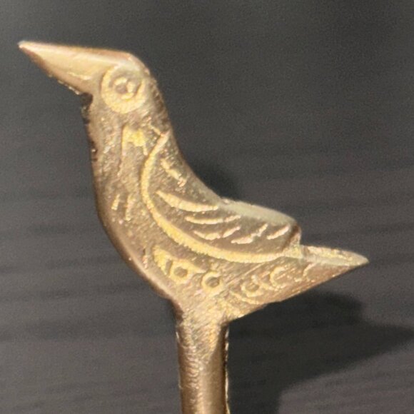 Small Vintage Brass Bell Bird Handle Hong Kong - Picture 2 of 6